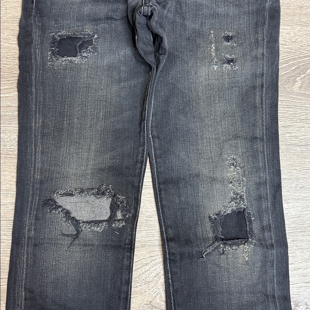 R13 Women’s Allison Mid-Rise Crop Skinny Jeans Distressed Black Shredded Sz 27 - Picture 6 of 13